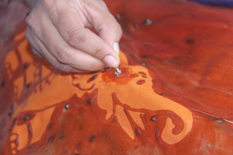 Kandy: Interactive Batik Workshop - Wax batik tools: tjanting, stamping, spraying, and crackle effects